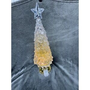 RAZ Imports Light Up Crystal Christmas Tree Star Gold Base‎ Tabletop Decor